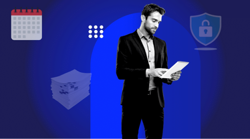 Man looking at notepad