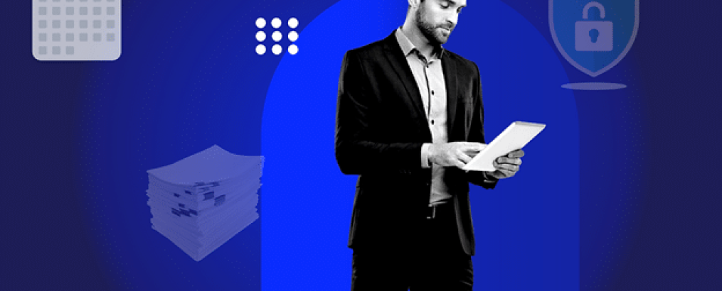 Man looking at notepad